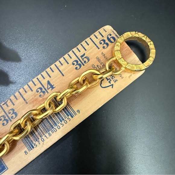 Vintage KARL LAGERFELD Gold-tone Chunky Chain Toggle Necklace 36” Long 144g. - Picture 9 of 15